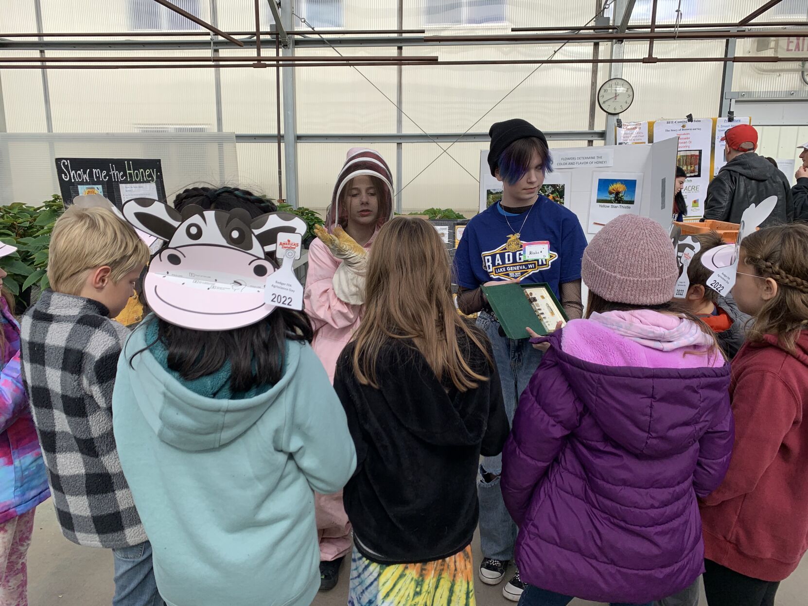 Badger High School students talk about bees and the different products that can be made from honey